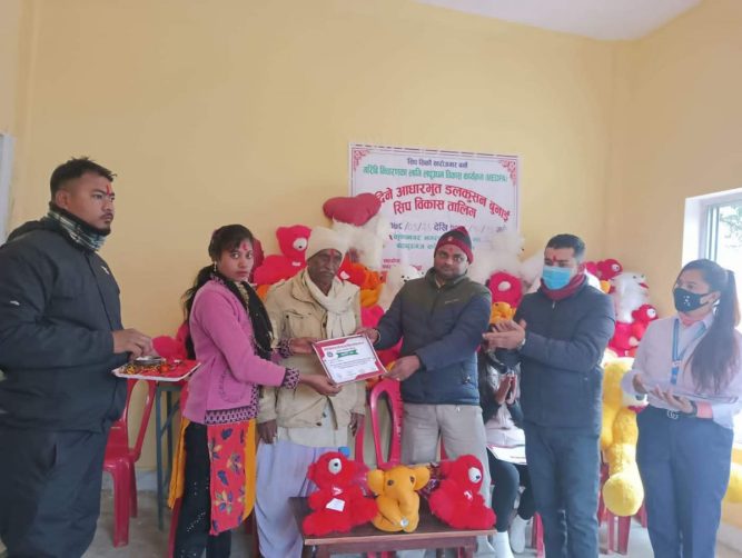 आधारभूत डलकुसन बुनाई सिप विकास तालिम बहादुरगंजमा सम्पन्न