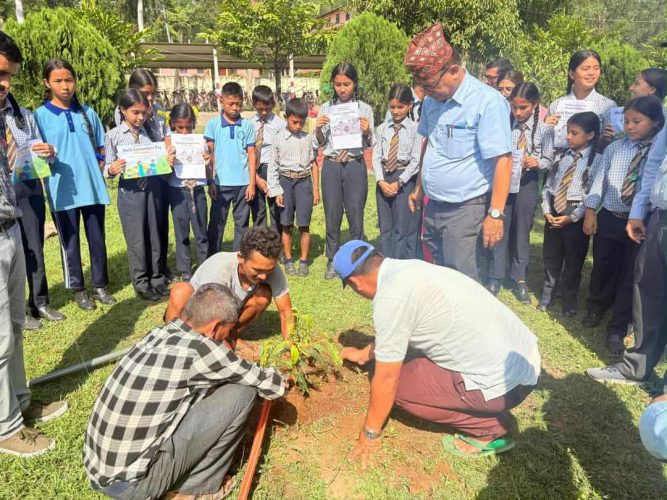 विश्व बाताबरण दिवसको अवसरमा विद्यालयमा वृक्षारोपण